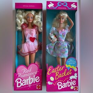 Vintage Barbie Lot 1992 Red Romance & 1995 Easter Basket NRFB